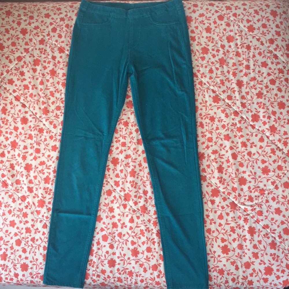 Deep turquoise legging jeans
